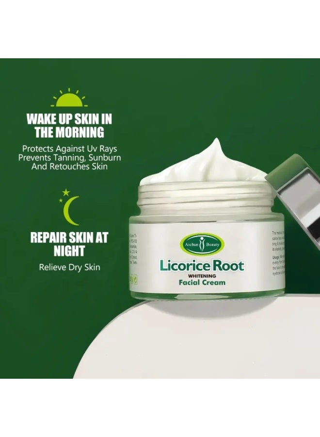 Aichun beauty Licorice Root Anti-Freckle Facial Cream 50G, Whitening Moisturizing Anti-Aging Licorice Extract Face Cream - Image 5